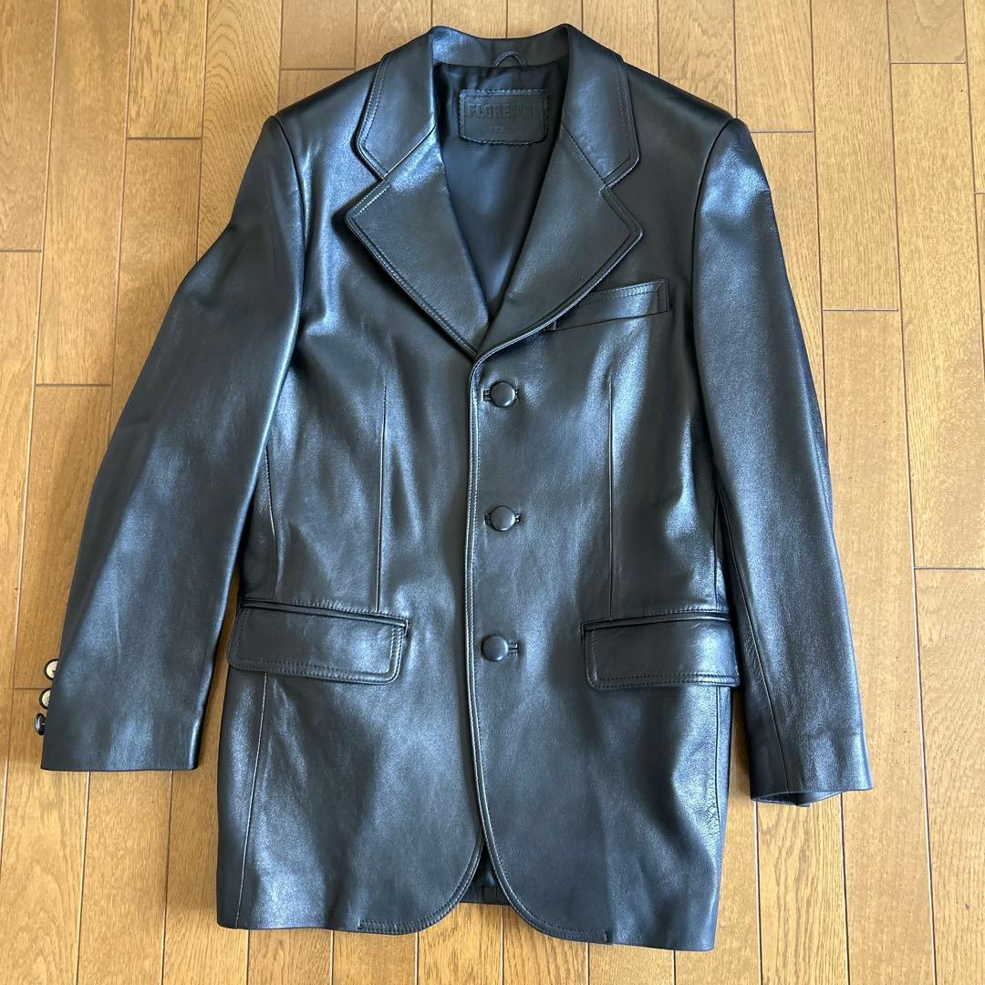 最終値下げ　イタリア製　ブラックレザージャケット ダブル　フィレンツェ　本革
