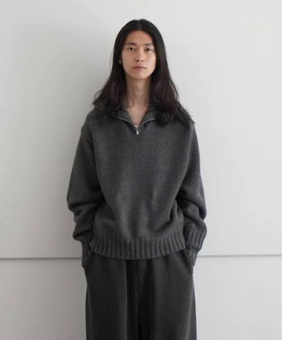 最終値下AURALEE wool soft cord knit half zip