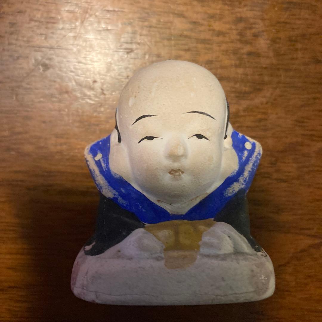 西郷どん似のジャンボ福助(当時物) ＆　可愛らしいミニ福助の2点セットです。