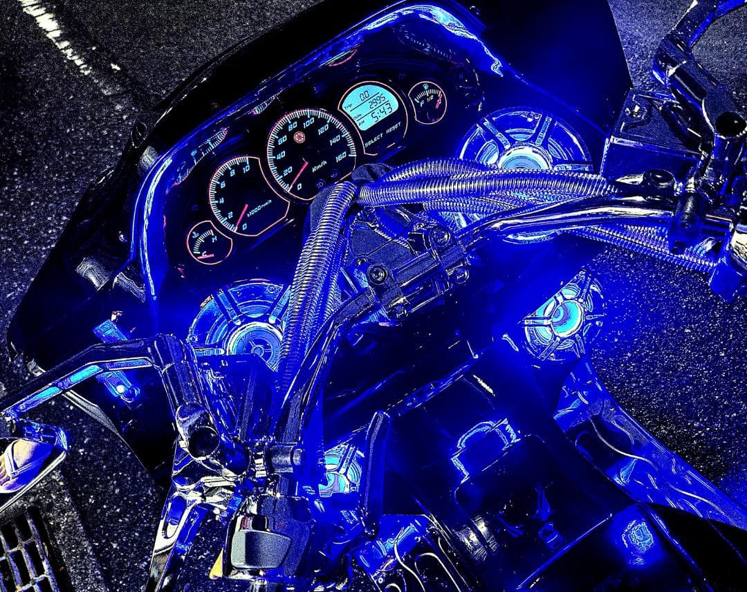 爆光ブルーネオンLED　 4インチ スピーカー　カバー　スポーク メッキグリル