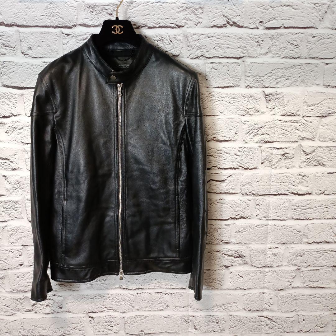 美品■NANO UNIVERSE ライダースジャケット ブラック ラムレザー