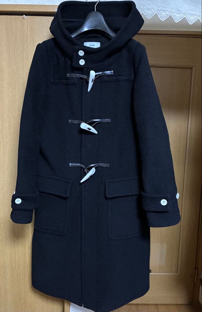 HYKE ダッフルコート黒　size2 白トグル
