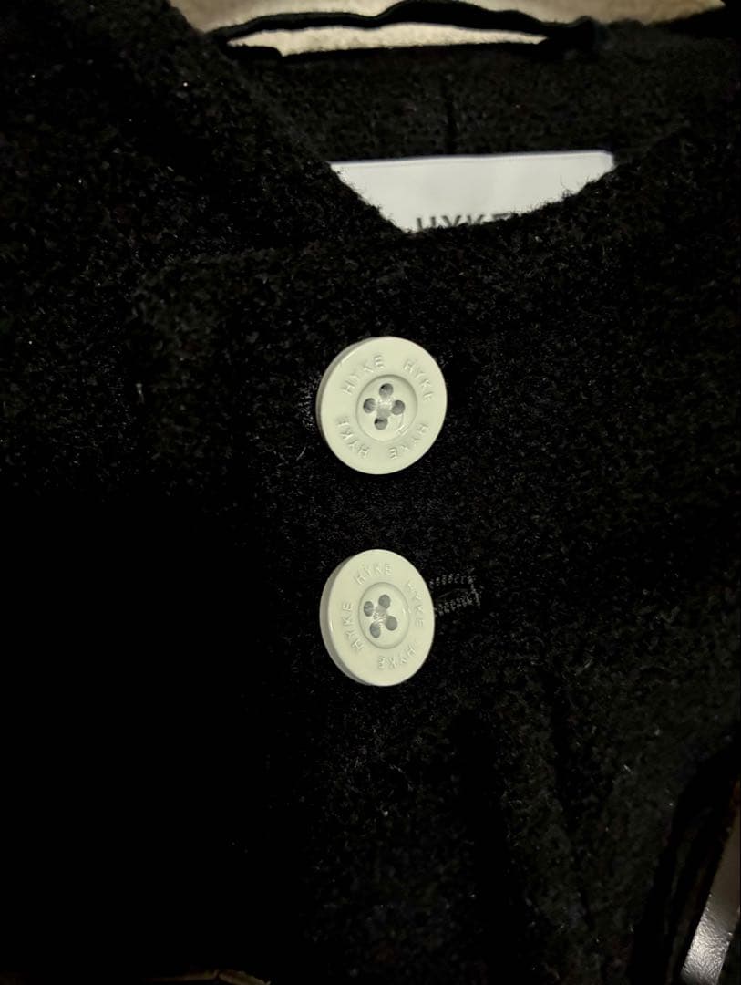 HYKE ダッフルコート黒　size2 白トグル