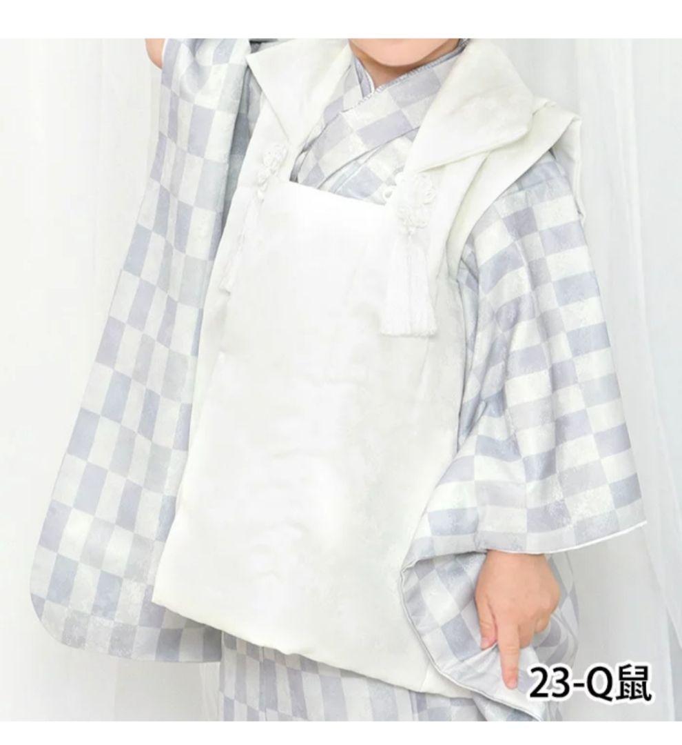 七五三　3歳　男の子　着物　グレー　被布　足袋草履付き