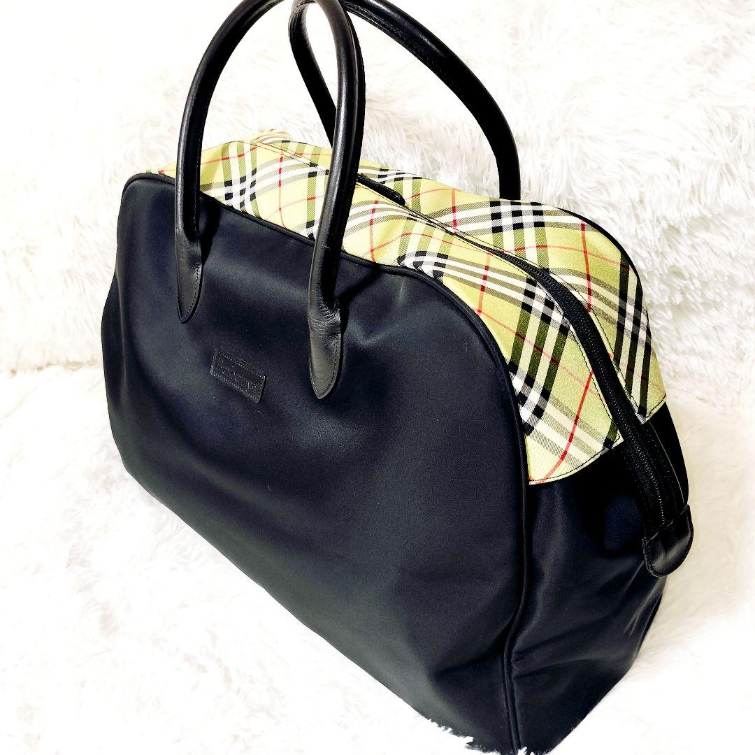 美品 バーバリー 大容量 ボストンバッグ ノバチェック ブラック