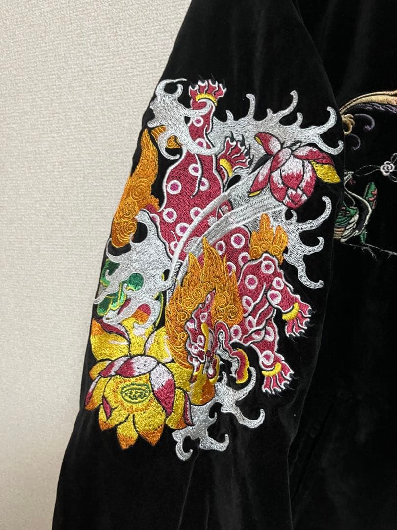 わ*き様 総刺繍　ドラゴン刺繍 スカジャン　リバーシブル　サイズL