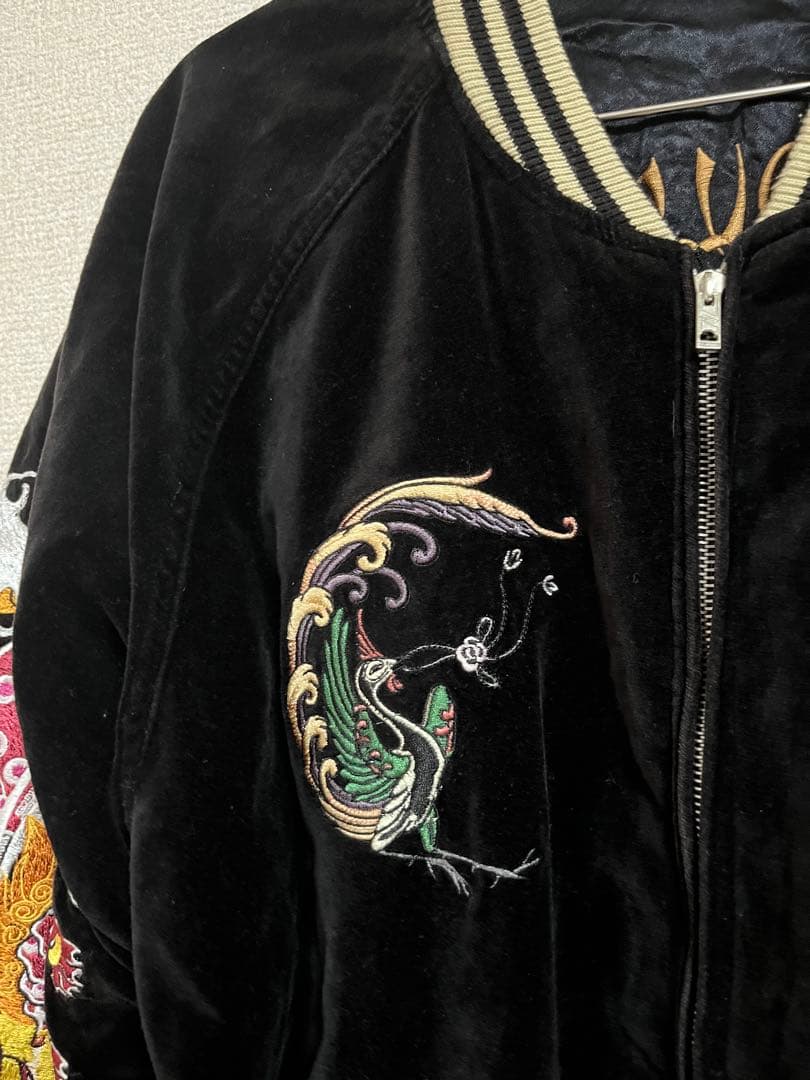 わ*き様 総刺繍　ドラゴン刺繍 スカジャン　リバーシブル　サイズL
