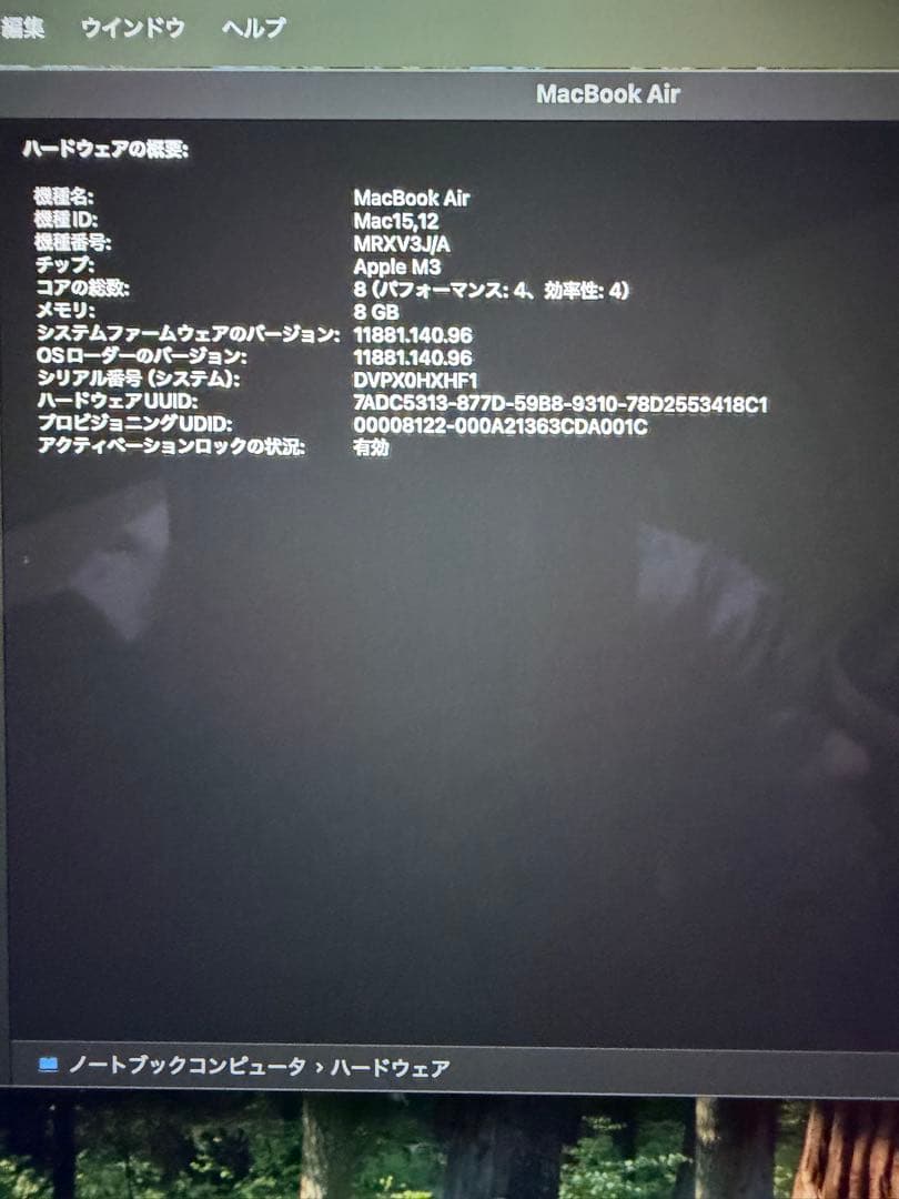 【極美品】MacBookAirM3 13.6インチ8GBメモリ 256GBSSD