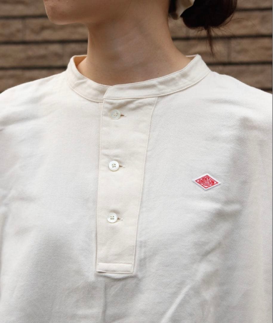 ダントン ヘンリーネックプルオーバーシャツ38アイボリー