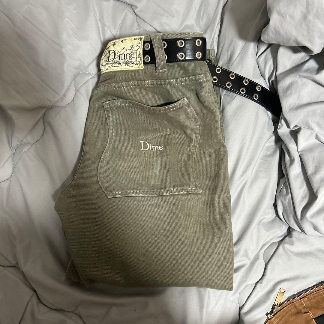 Dime カーキ デニムパンツ バギー