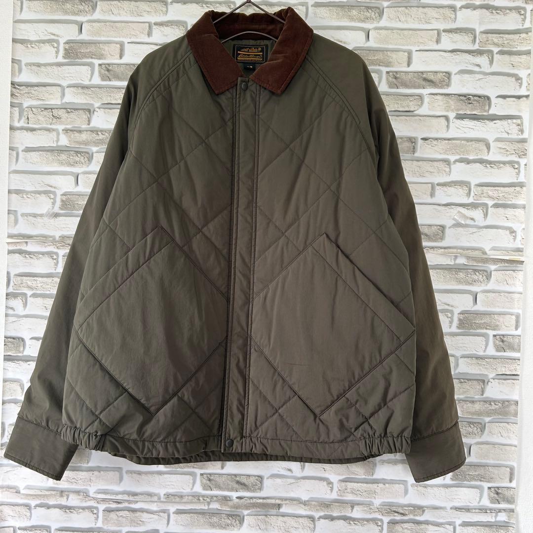 Eddie Bauer M キルティングジャケット　カーキ　美品　90s 黒タグ
