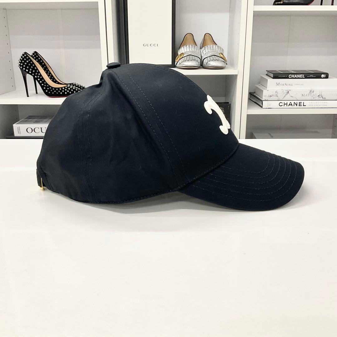 セリーヌ トリオンフ コットン ベースボールキャップ 帽子 ブラック