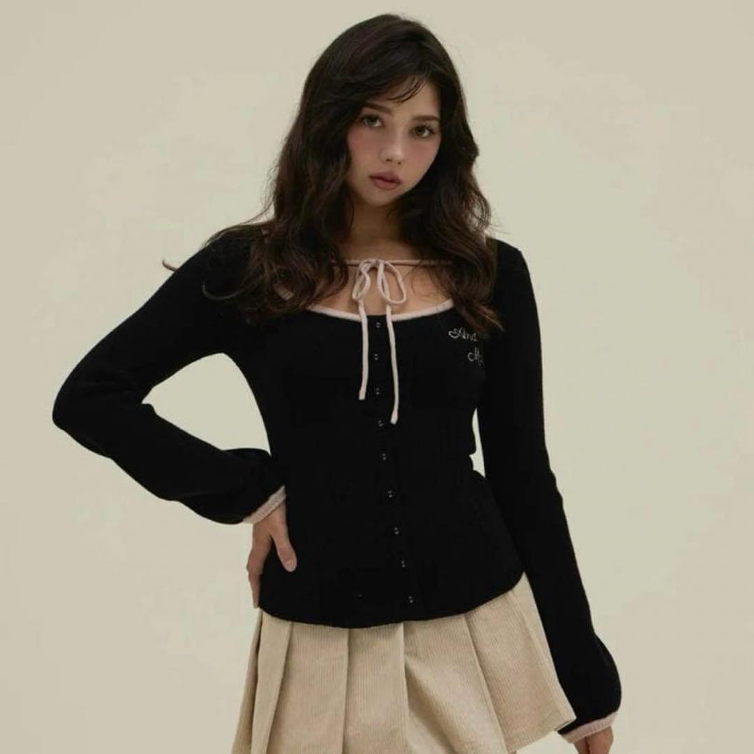 【即日発送】andmary Sonique knit tops ブラック