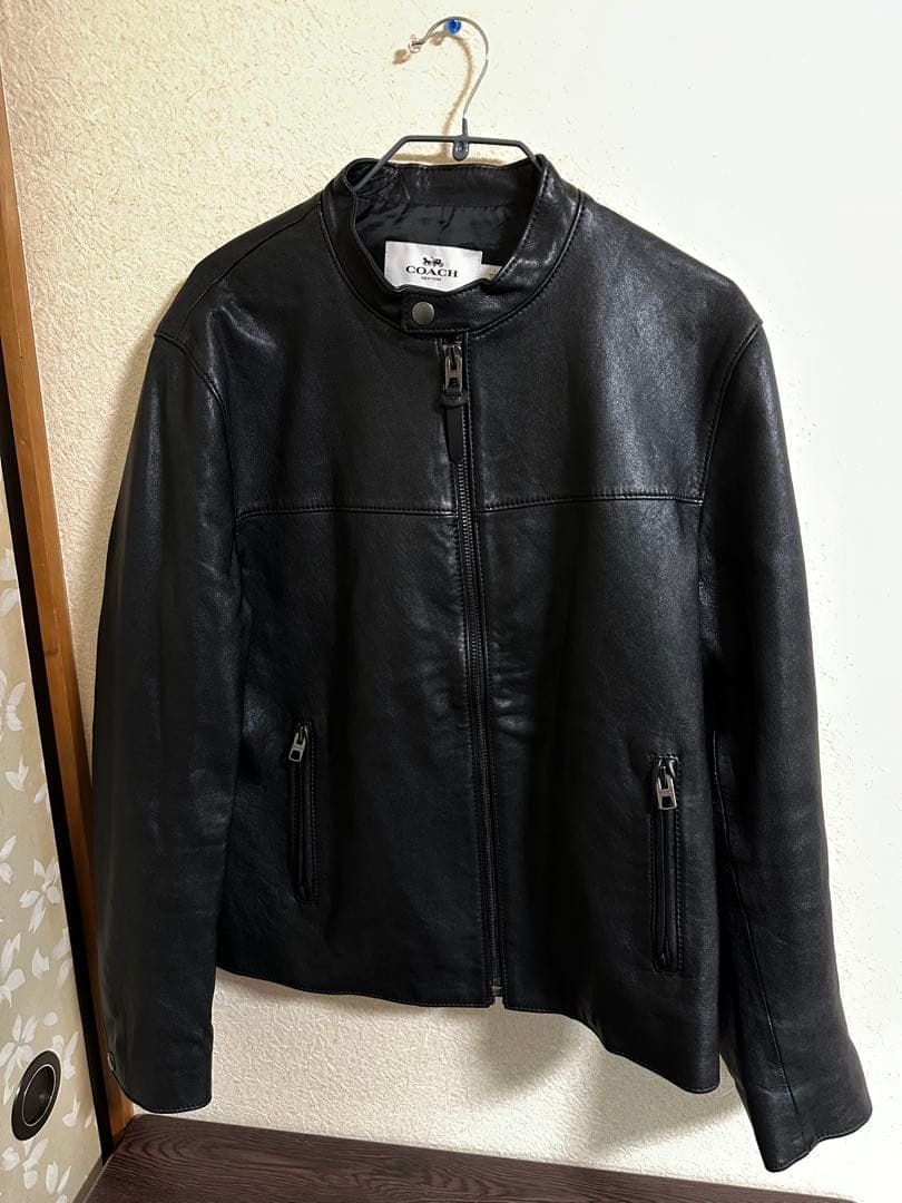 COACH 黒 レザー シングルライダースジャケット