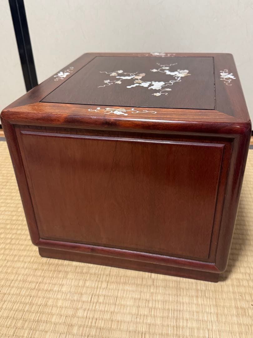 花梨　螺鈿家具　唐木　小引き出し　三段　アンティーク　ヴィンテージ