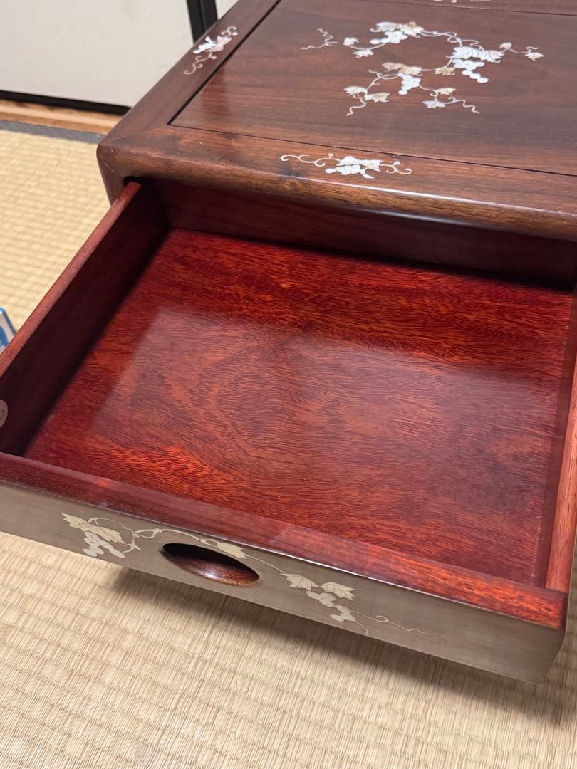 花梨　螺鈿家具　唐木　小引き出し　三段　アンティーク　ヴィンテージ
