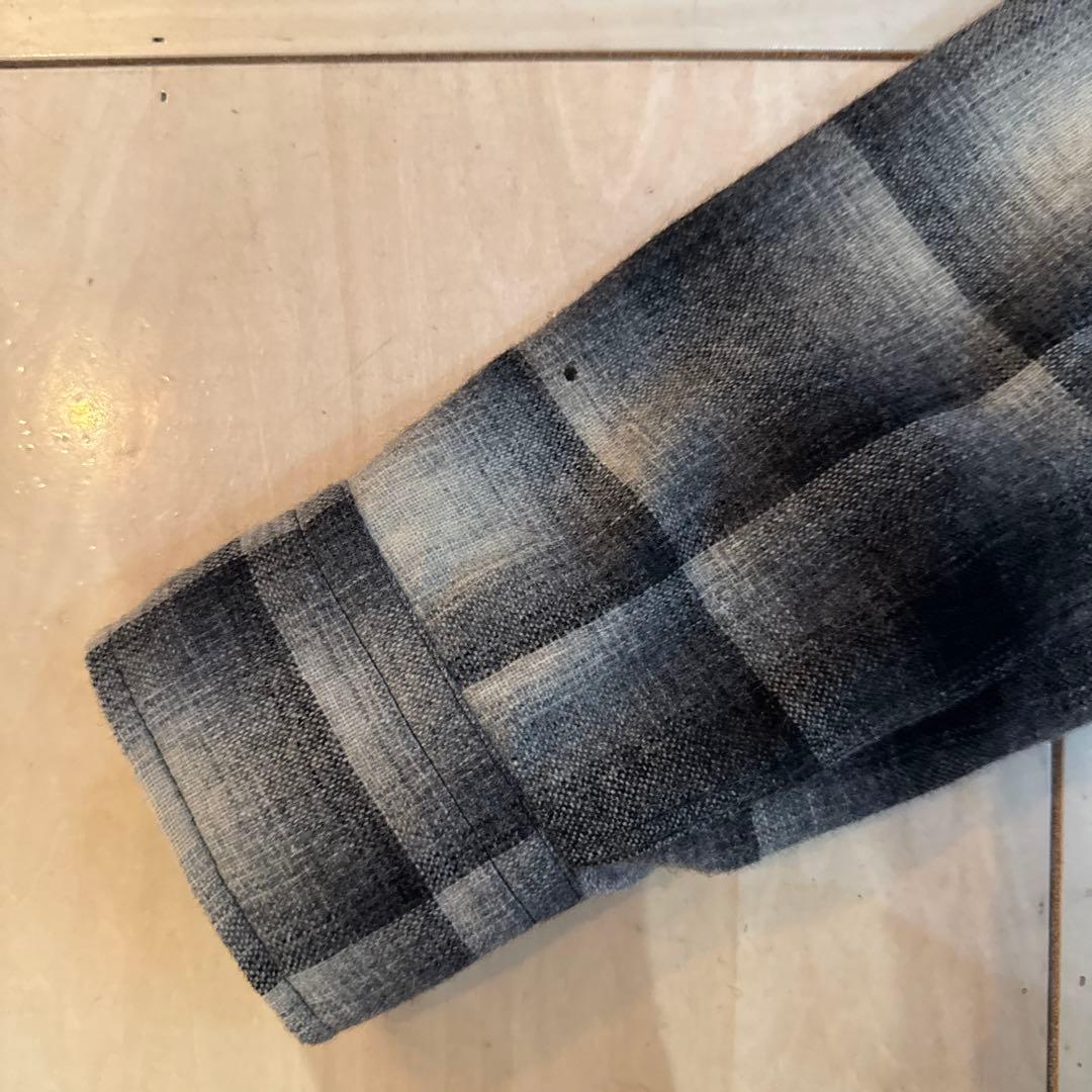 T*0様 極美品　Cascade オンブレ　ウール　チェックシャツ　黒白