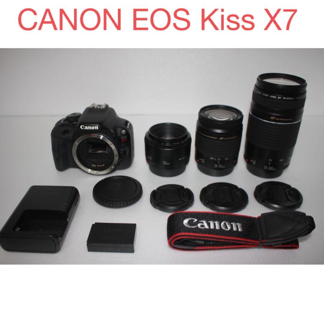 保証/動画/canon kiss x7/標準&望遠&単焦点トリプルレンズセット