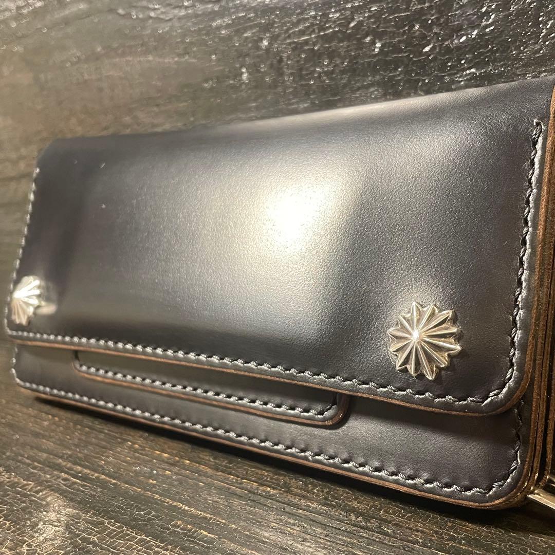 HORWEENクロムエクセル　セミロングトラッカーウォレット3層コンチョカスタム