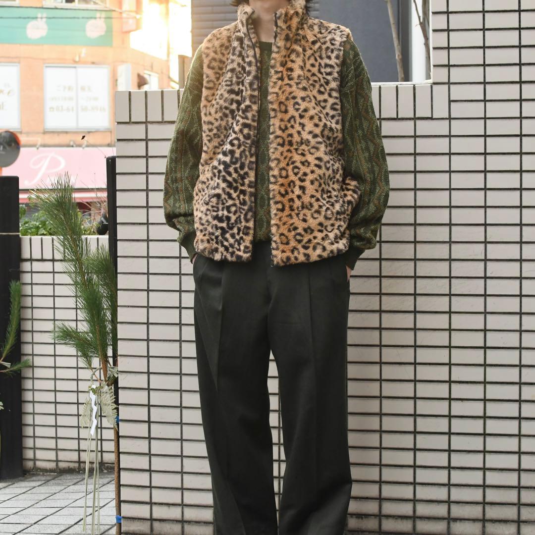 古着 レオパード柄 フェイクファー ファーベスト ベスト ヒョウ柄