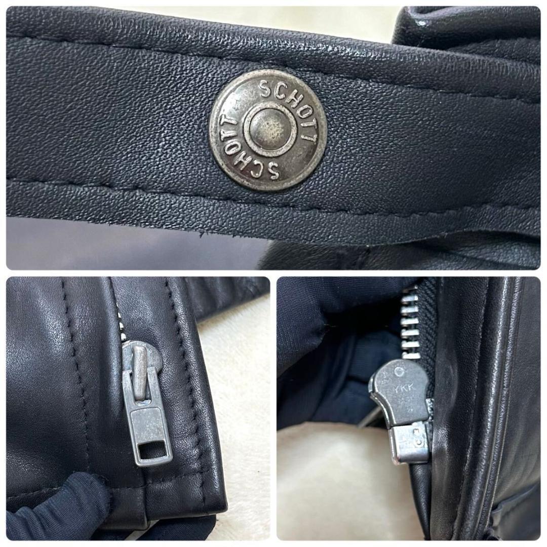 美品✨　ショット　641　シングルライダース　ブラック　立ち襟　34