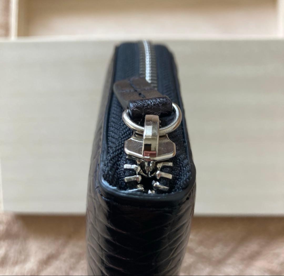 JRA認定 クロコダイル一枚革 ポロサス 長財布 ブラック