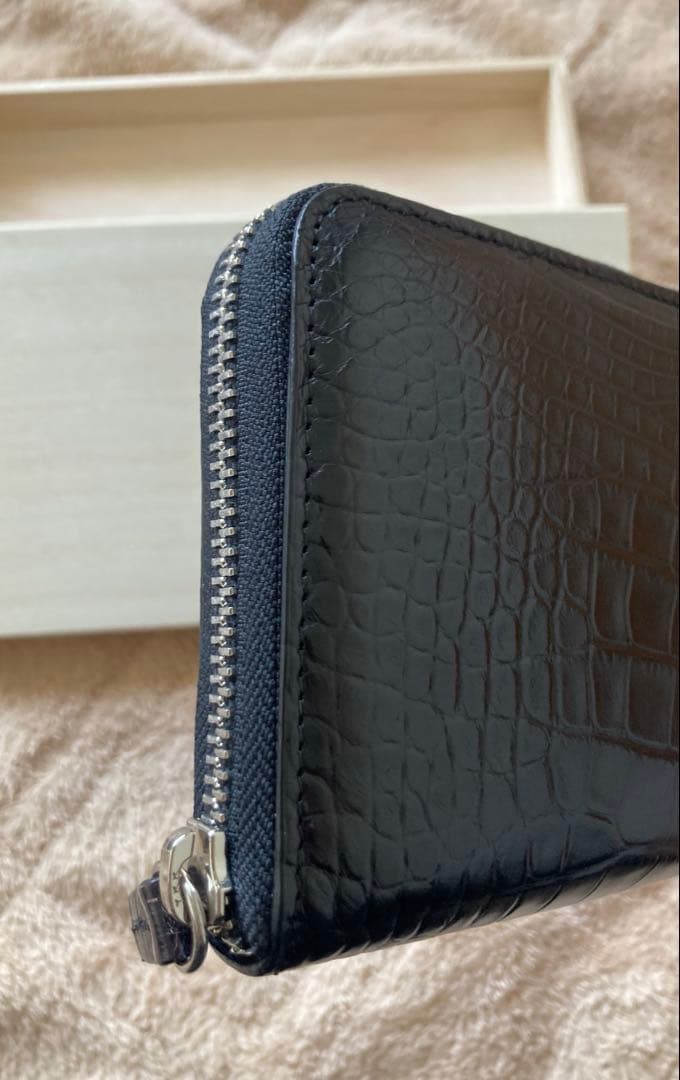 JRA認定 クロコダイル一枚革 ポロサス 長財布 ブラック