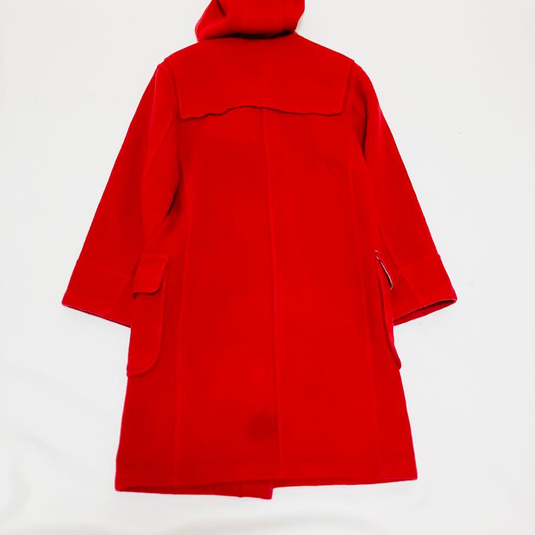 バーバリーブルーレーベル ダッフルコート 38 赤　ノバチェック ロング ウール