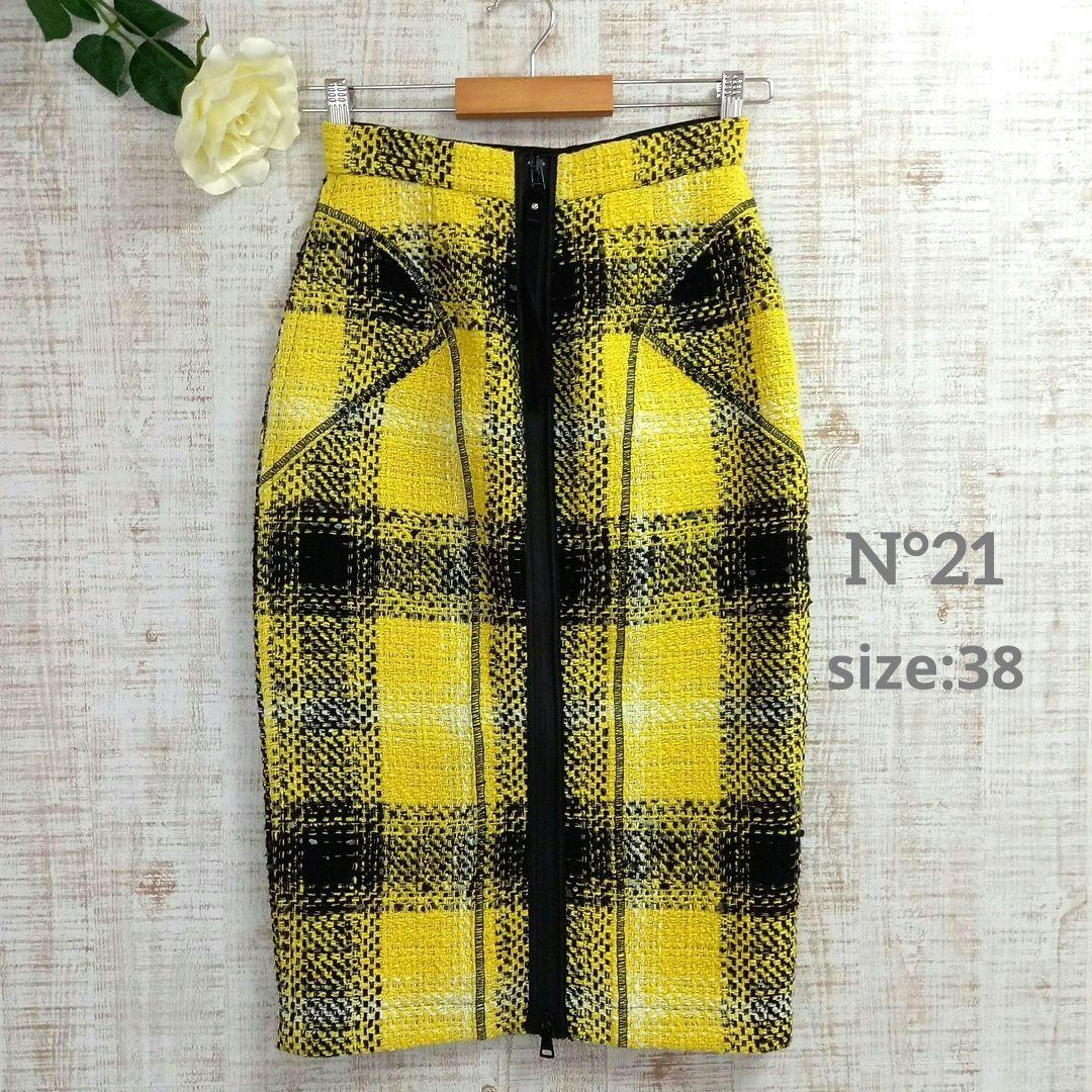 ★みー★☆美品 N°21 ヌメロヴェントゥーノ ツイード ジップ スカート