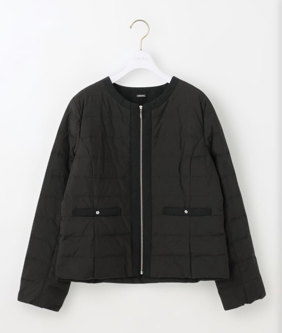 anySiSノーカラーダウン ジャケット　S ブラック