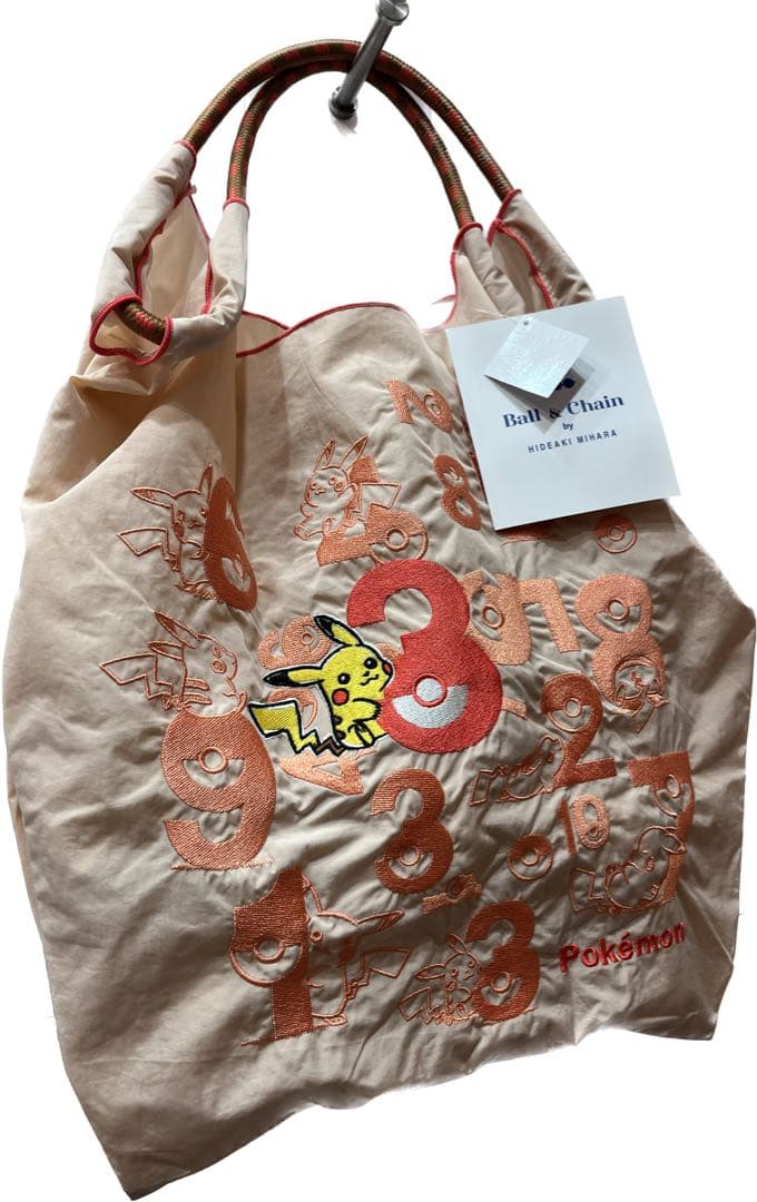 新品Ball & Chain ポケモン エコバッグＭサイズ　ピンクベージュ