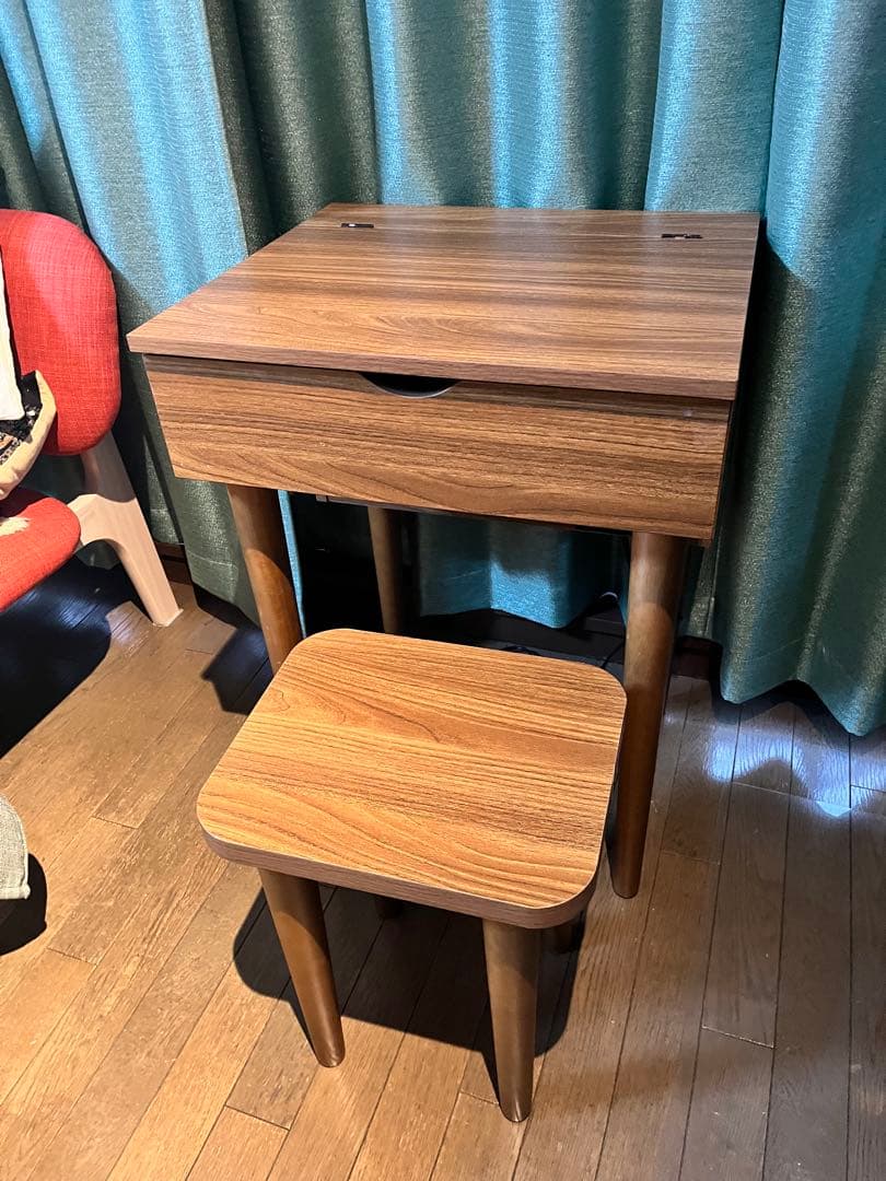 ウッド調ドレッサー・鏡台 引き出し付き