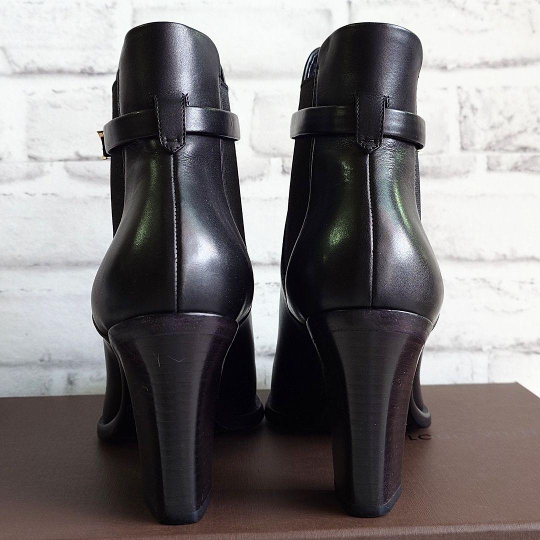 美品 LOUIS VUITTON ショートブーツ サイドゴア LVバックル 黒