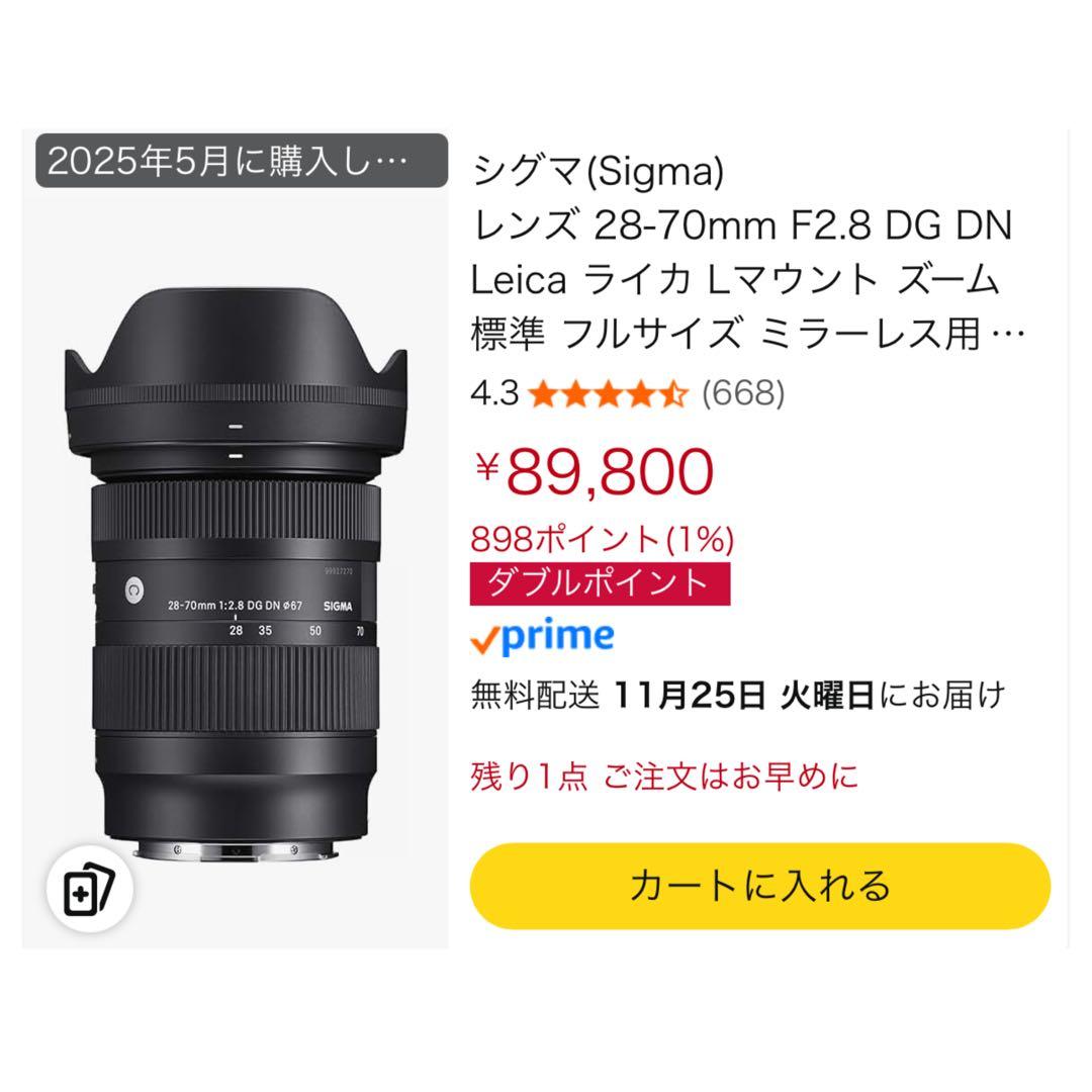 【※美品】SIGMA 28-70mm F2.8 DG DN【フィルター2点付き】