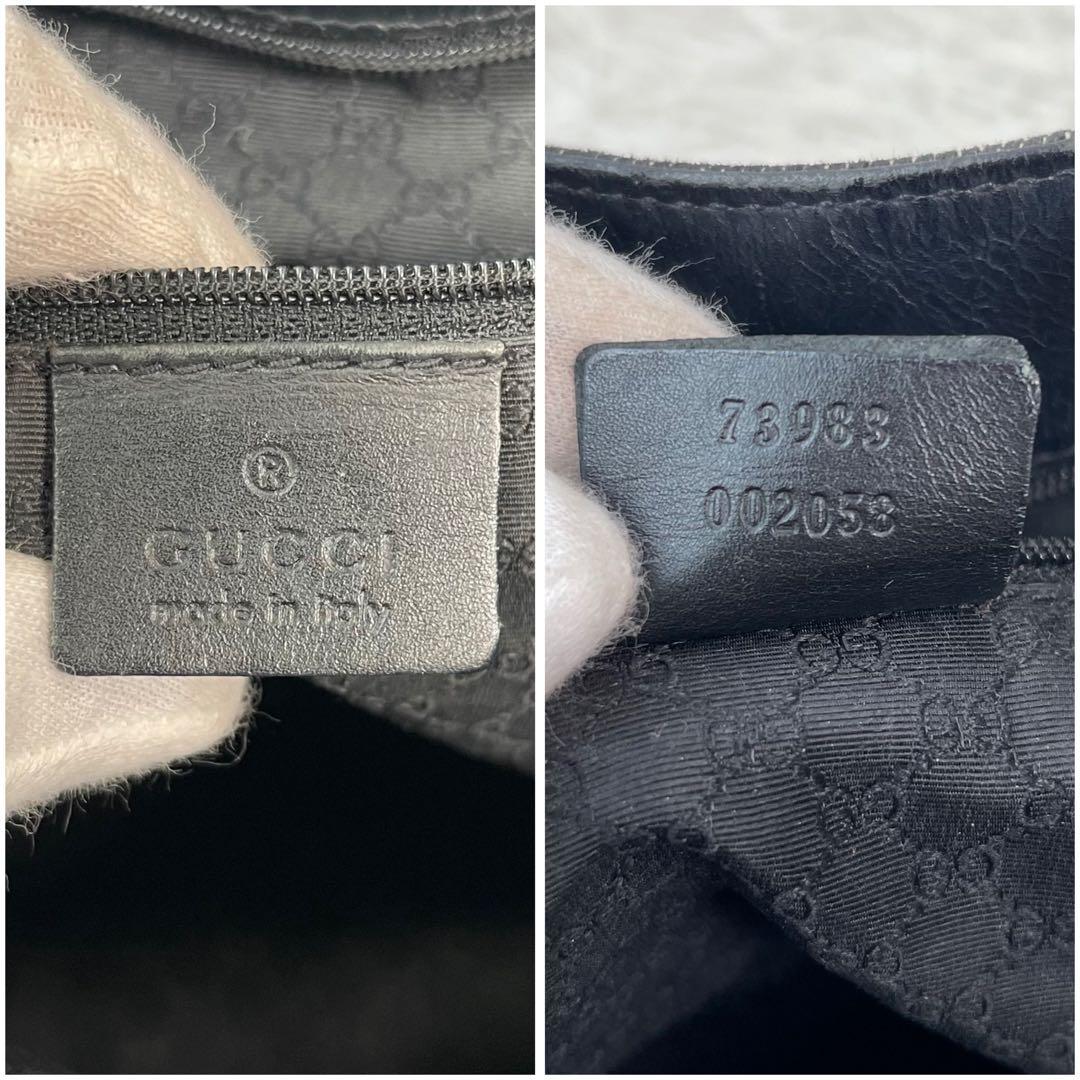 美品✨GUCCI グッチ シェリーライン デニム×レザー トートバッグ 黒
