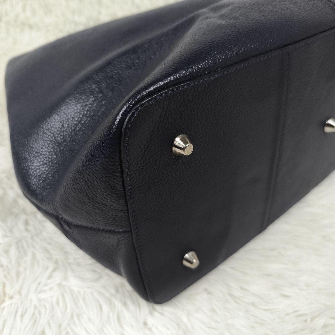 ✨極美品✨ ユナイテッドアローズ トートバッグ レザー シボ 紺 肩掛け A4可