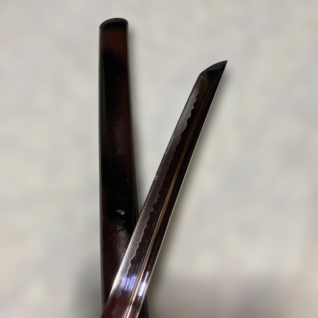 居合刀 濃緑柄 龍彫透し丸鍔 黒茶斑尾鞘