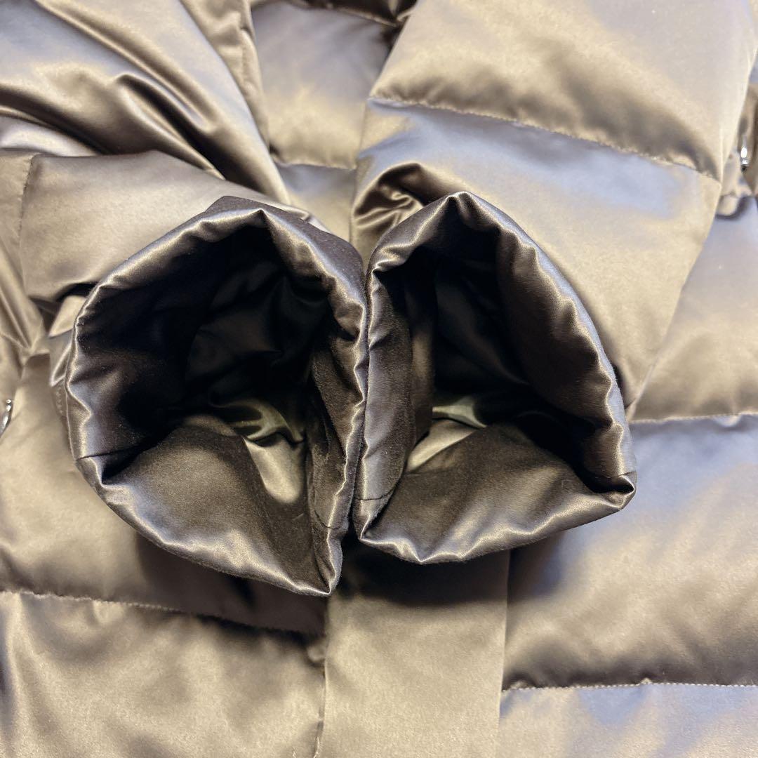 バーバリーロンドン ダークブラウン ロングダウンコート シャドーチェック 9号