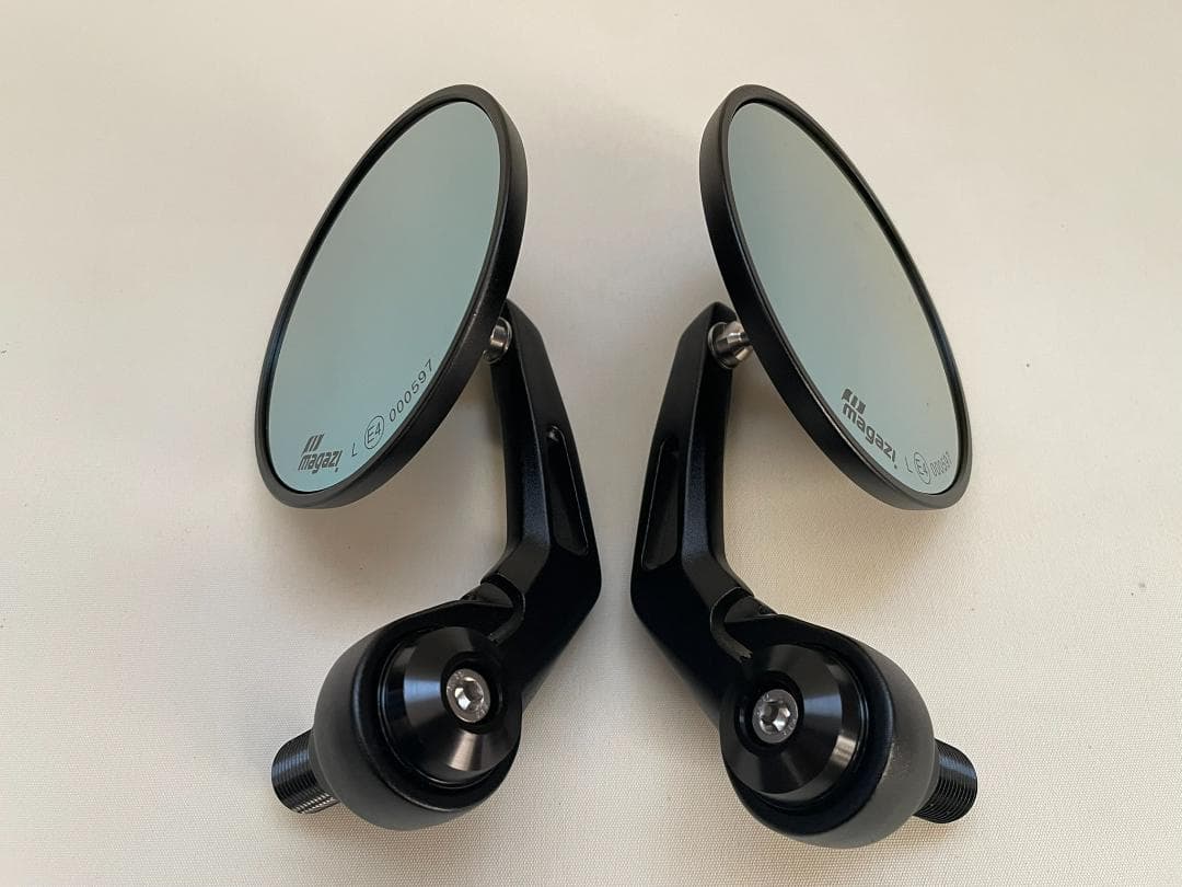 KiWAV ヤマハ車用 バーエンドミラー (ボブ) 黒 16mmネジ式