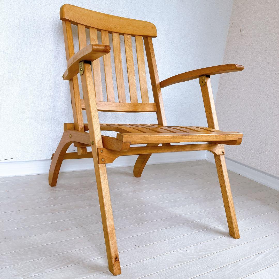 無垢材 デッキチェア 真鍮 接合 高級 アウトドア ガーデン サウナ 折り畳み
