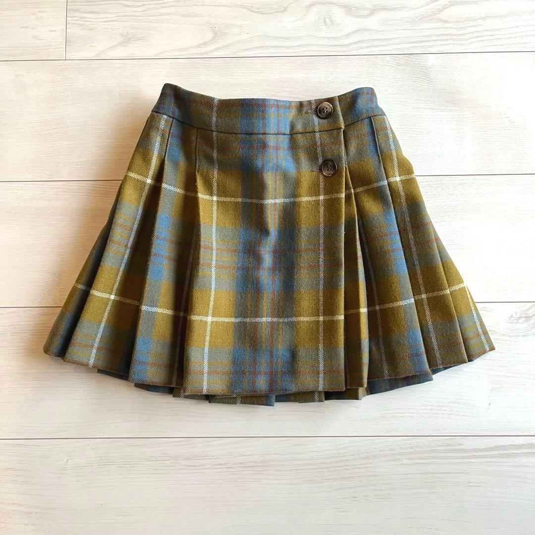 Bonpoint ボンポワン スカート 8a チェック柄 ラップスカート