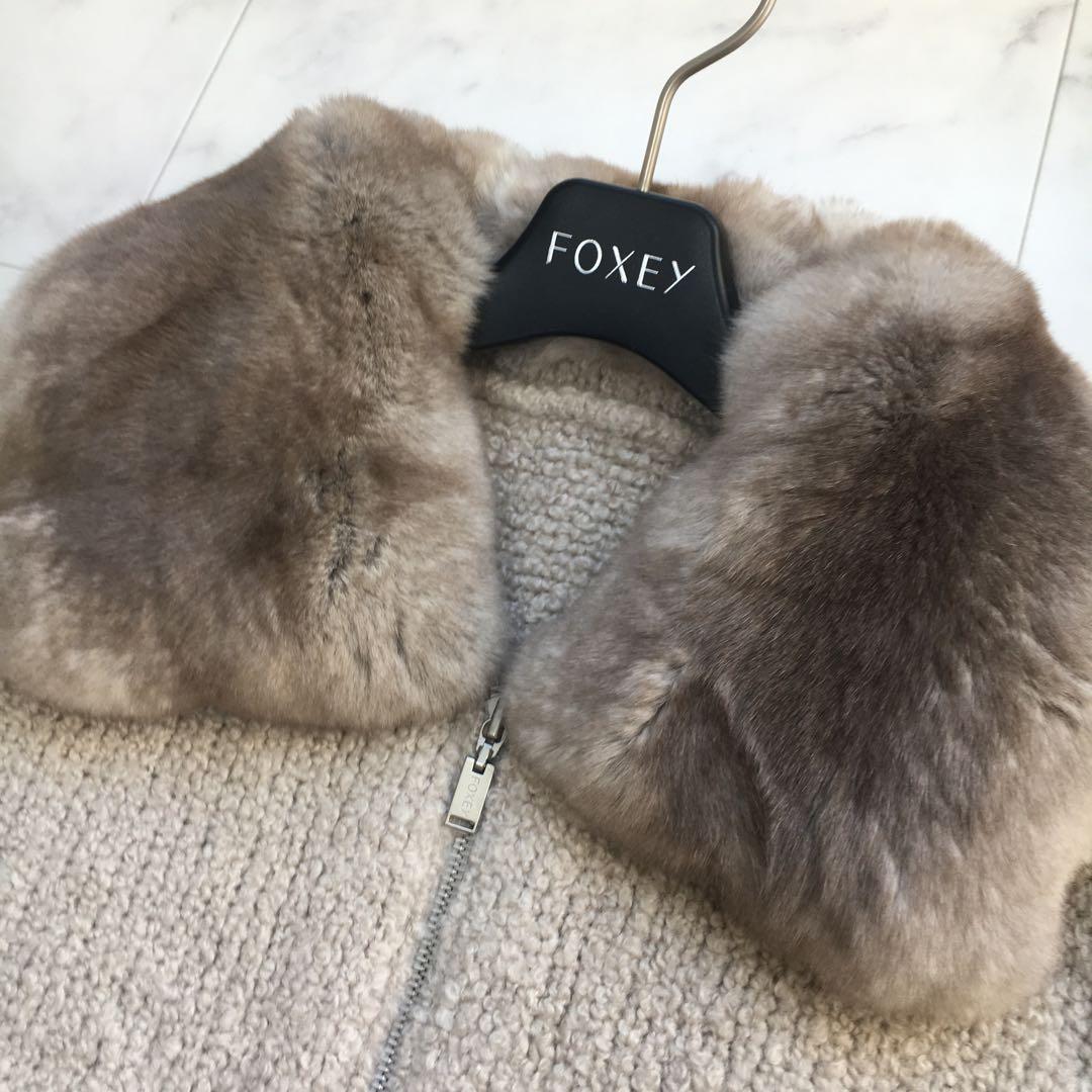 美品　定価45万円　FOXEY フォクシー　カシミヤ　ファー　カーディガン　40