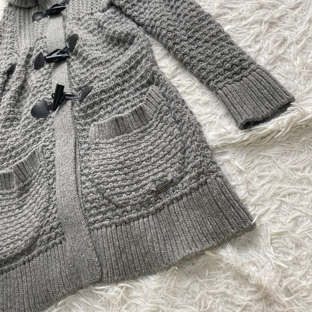 美品　バーバリー　ダッフル　ニットコート　カーディガン　カシミヤ混　フード取外可