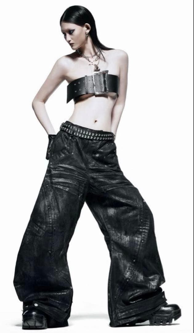 む*む様 RICH/Black Waxed Denim Pants