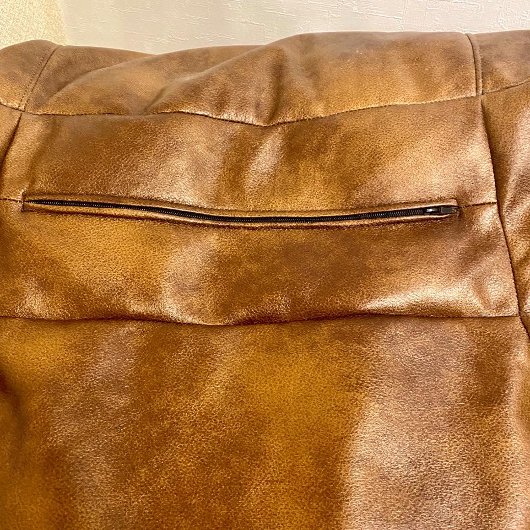 ビーズクッション　1人掛け　レザー　合皮　ブラウン