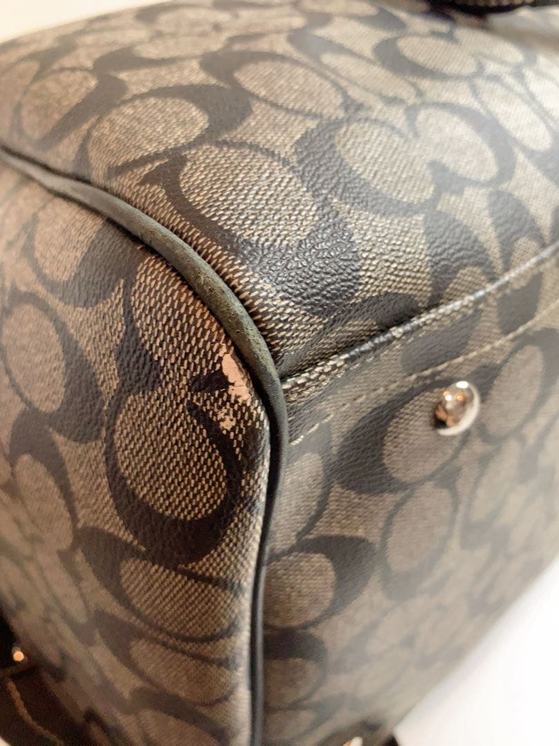 ★コーチ 大型 2WAY ボストンバッグ ヘリテージ ストライプ シグネチャー