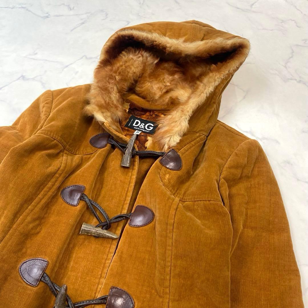 D&G ドルチェアンドガッバーナ　コーデュロイダッフルコート　ファー　40 茶色