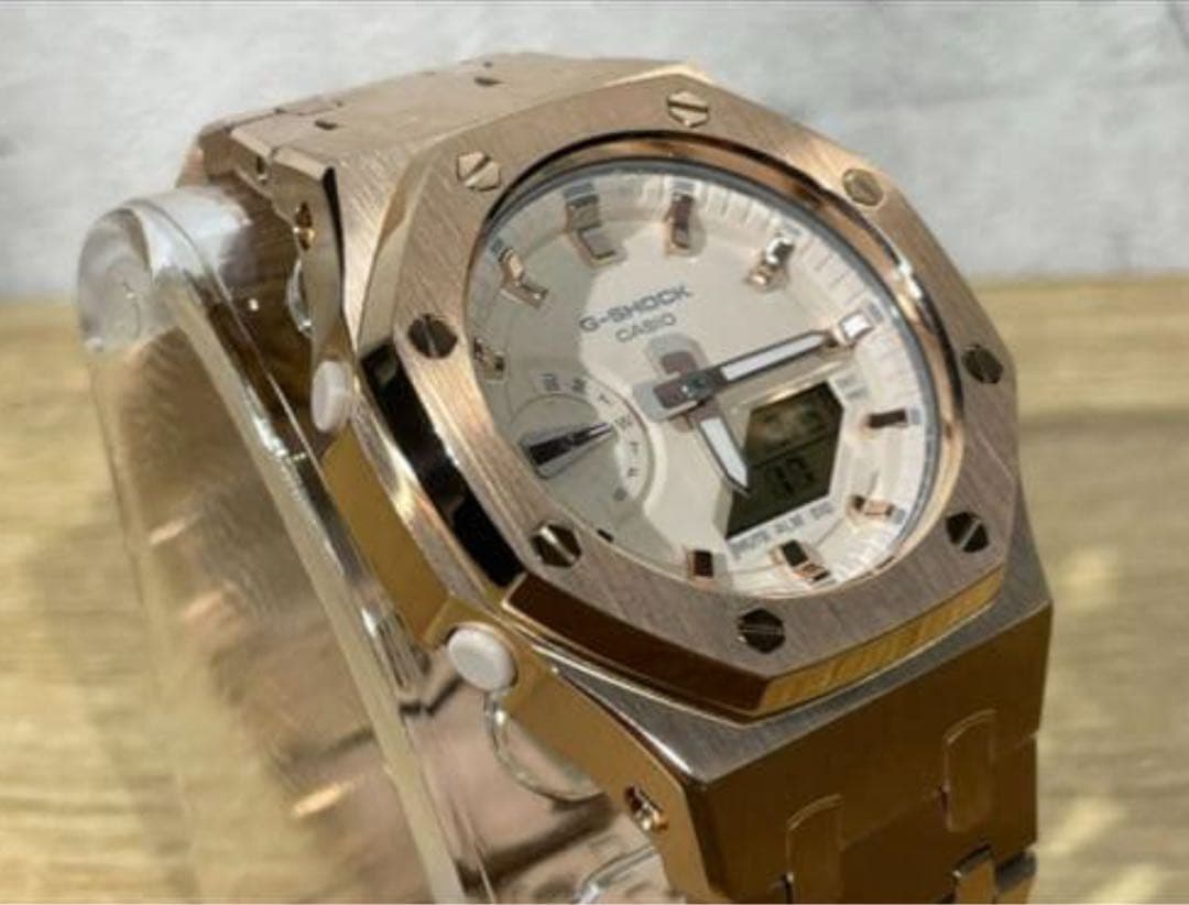 ガラスコーティング済み　カシオGショック ピンクゴールドGMA-S2100-4A