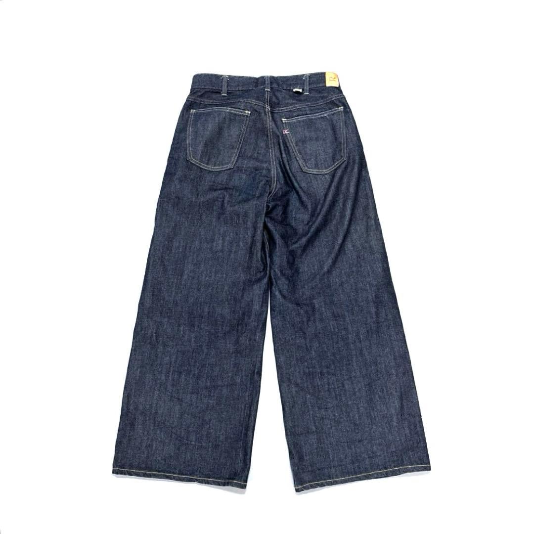 45R ライ麦デニムのバチ比女（一張羅） インディゴ　29 ワイドデニムパンツ