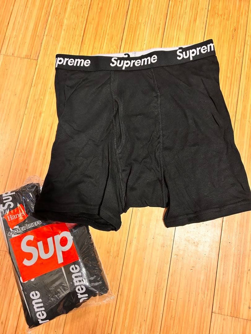Supreme ブラック ボクサーショーツ 4枚 新品未使用 スッテカー付き